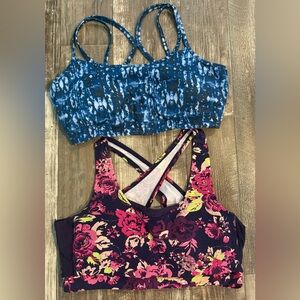 GAIAM Floral and Blue Sports Bras - Size L